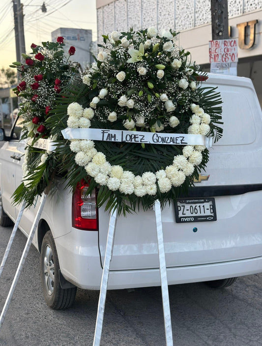 Corona fúnebre blanca 🕊️