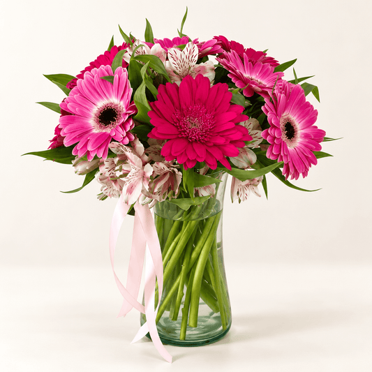 Encanto Rosado, Jarrón de Gerberas
